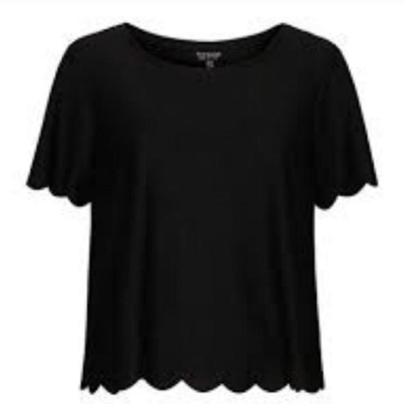 Black Top Shop Scalloped Top - NWOT Sz. 4 - Picture 1 of 7